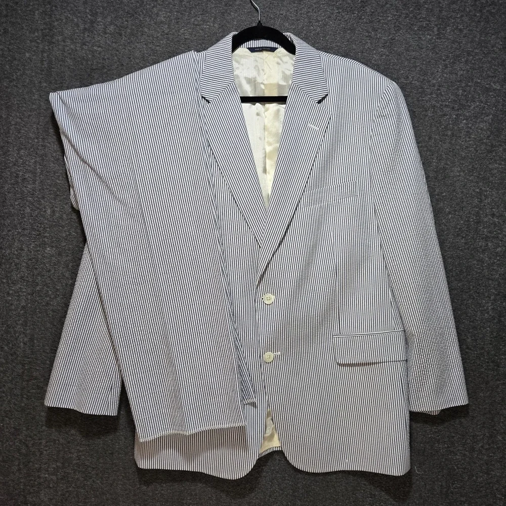 Brooks Brothers Mens Sz 44R Seersucker Blazer Pants Set Blue White Striped W38